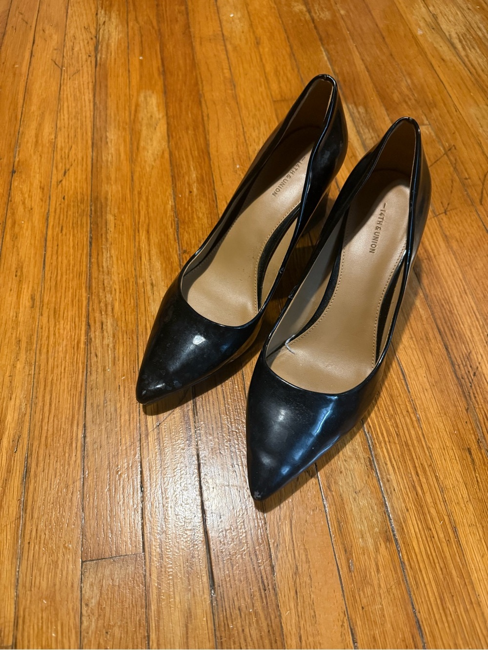 Black Patent Pointed-Toe Pumps